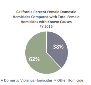 Thirty-eight percent of female homicides between July, 2015 and June, 2016 in California were the result of domestic violence.