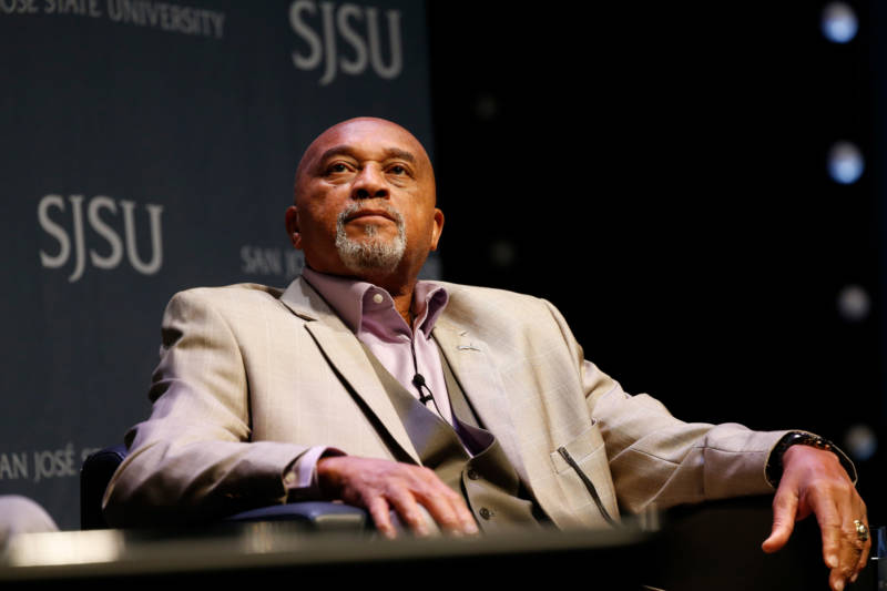 Tommie Smith at his alma mater, San Jose State University on October 17, 2018.