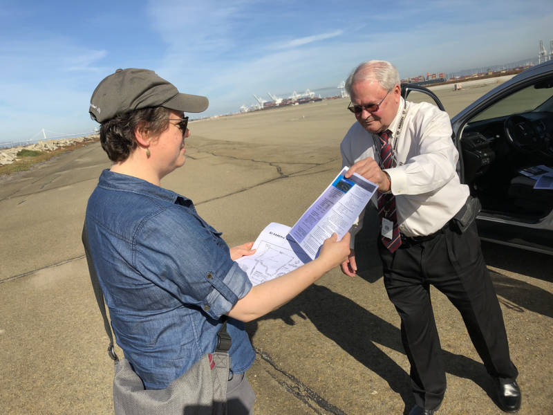 Bay Curious listener Lori Bodenhamer talks with Larry Janes of the Department of Veterans' Affairs about the piece of Alameda Island, now owned by the VA, that crosses over into San Francisco.