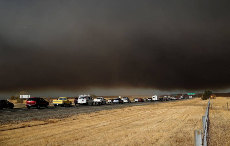 Traffic backs up on Highway 70 as people evacuate from the Camp Fire on Nov. 8, 2018, near Paradise.