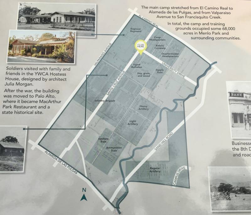 The Menlo Park Historical Association recently installed signage in Fremont Park to explain the history. This map details how the nucleus of the camp was laid out.