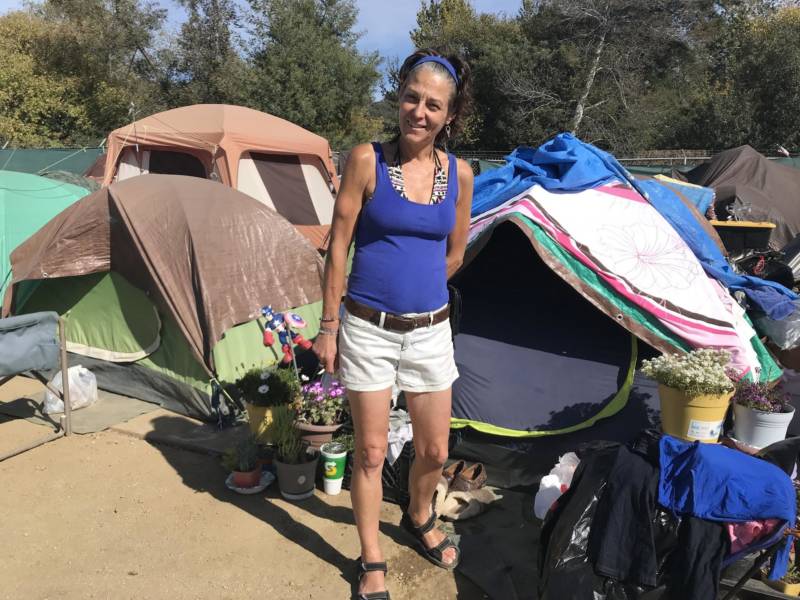 Dawnell Hunsaker, 47, has lived at the camp for about six months. She's unsure of what's ahead after the camp closes.