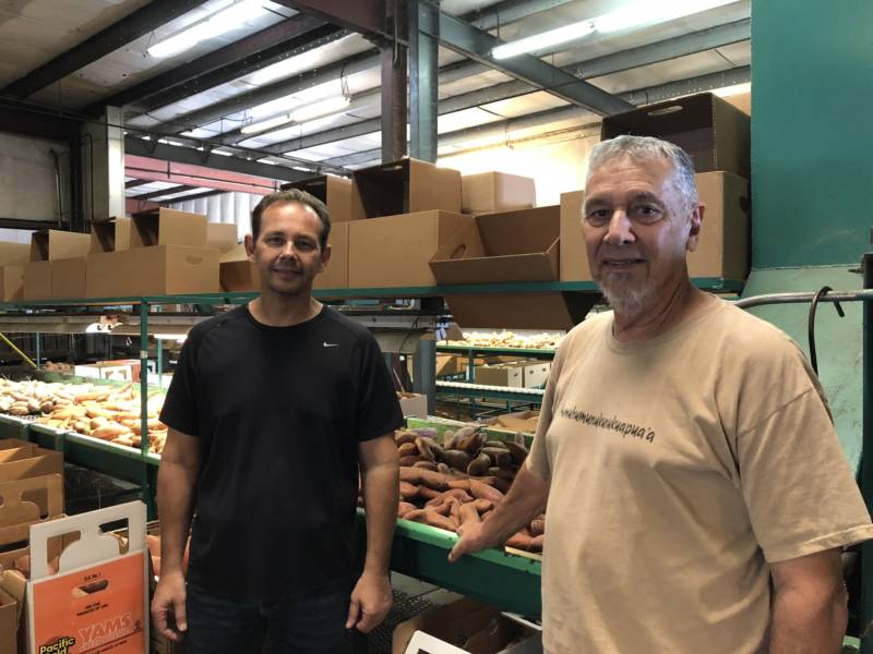 Aaron and Stan Silva at the packing plant for their family farm, Doreva Produce. Their family has been farming in Merced County for over 100 years.
