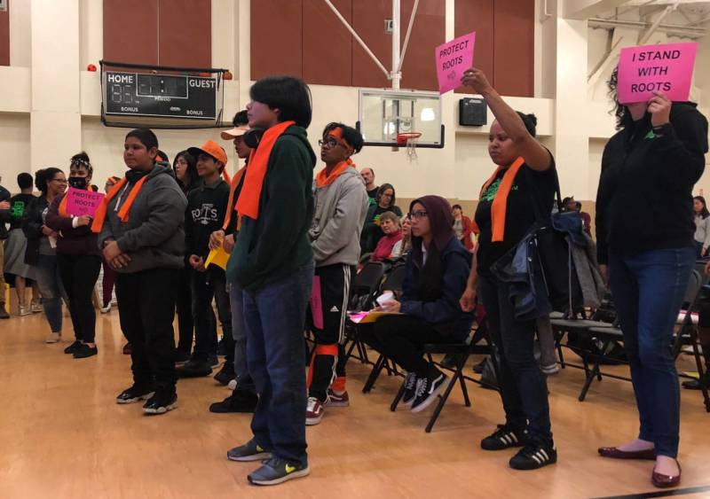 Parents, teachers and community members attend an Oakland school board meeting. Jan. 9, 2019