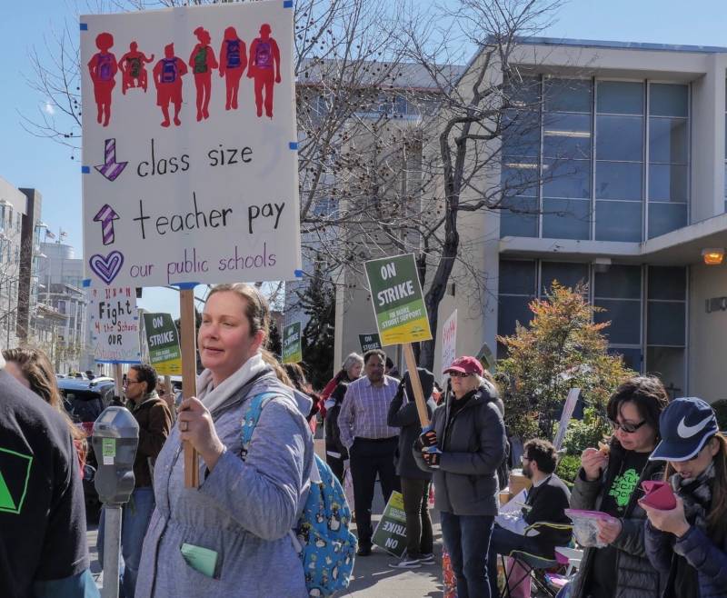 "I’m here for better pay, smaller class sizes and a moratorium on charter schools,” said Nicole Kusper, a 3rd-grade teacher at Lincoln Elementary in Oakland.