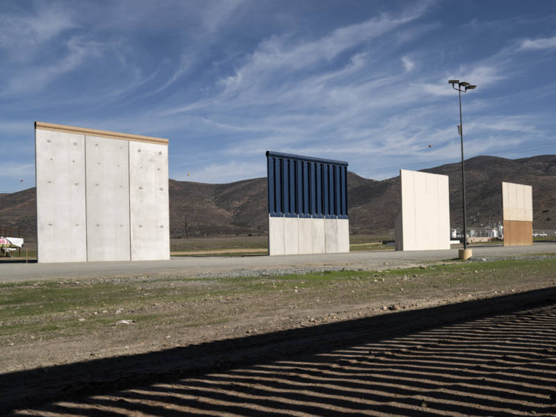 Border wall prototypes stand in San Diego near the Mexico U.S. border, seen from Tijuana. A federal court ruled Monday that the Department of Homeland Security had the authority to waive environmental regulations in constructing the prototypes.