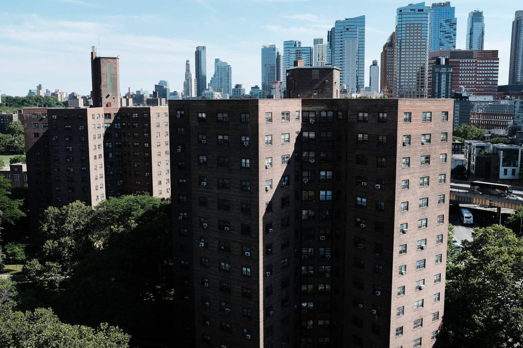 Public housing stands in Brooklyn on June 11, 2018 in New York City. Investigators claim that water leaks,holes in walls, lead paint, mold, malfunctioning elevators and rats were a part of daily life for the thousands of residents living in public housing.