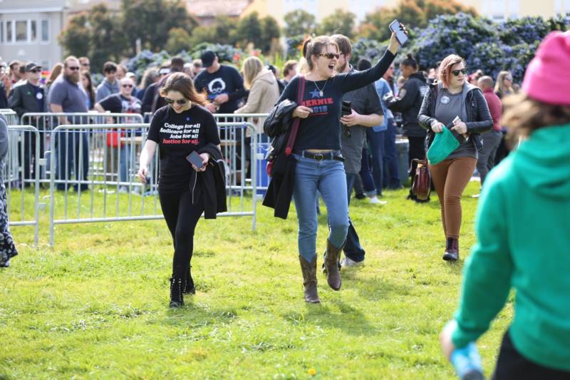 Bernie Sanders supporters gathered at Great Meadow Park for Sanders first public rally in San Francisco as part of his 2020 presidential campaign.