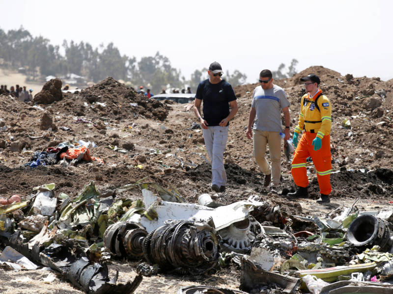 Relatives of the 157 people who died in Sunday's crash of a Boeing 737 Max 8 were allowed to visit the site of the disaster Wednesday. Ethiopian Airlines says its pilot was well-trained — and that he had reported trouble with the jetliner's flight controls just before the plane went down.
