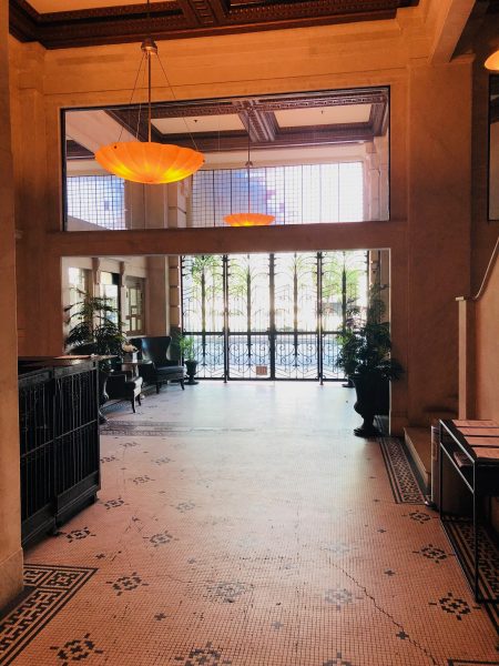 Lobby of a Los Angeles condominium building housing a unit being rented out by Assembly Speaker Anthony Rendon.