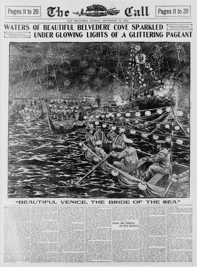 A full-page spread in the Sept. 17, 1899, edition of the San Francisco Call highlights a celebration on the waters of Belvedere, one of the homes of the late-19th century ark scene.