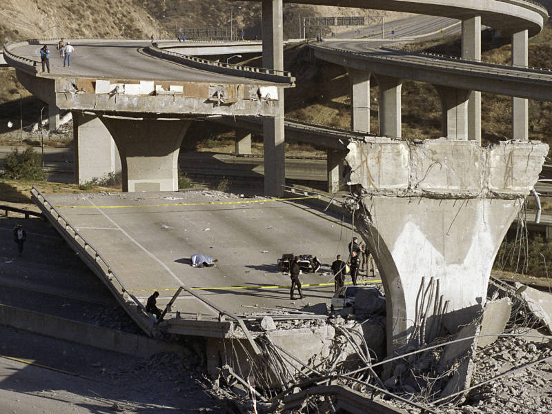 The 1994 Northridge earthquake in Southern California, which killed dozens of people and caused this overpass to collapse, had a magnitude of 6.7. Scientists say improvements in quake detection reveal that hundreds of small quakes occur every day in the region.