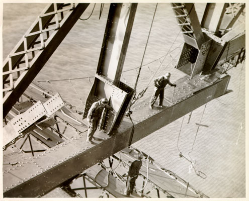 At work on the construction of the Golden Gate Bridge between 1933 and 1937.