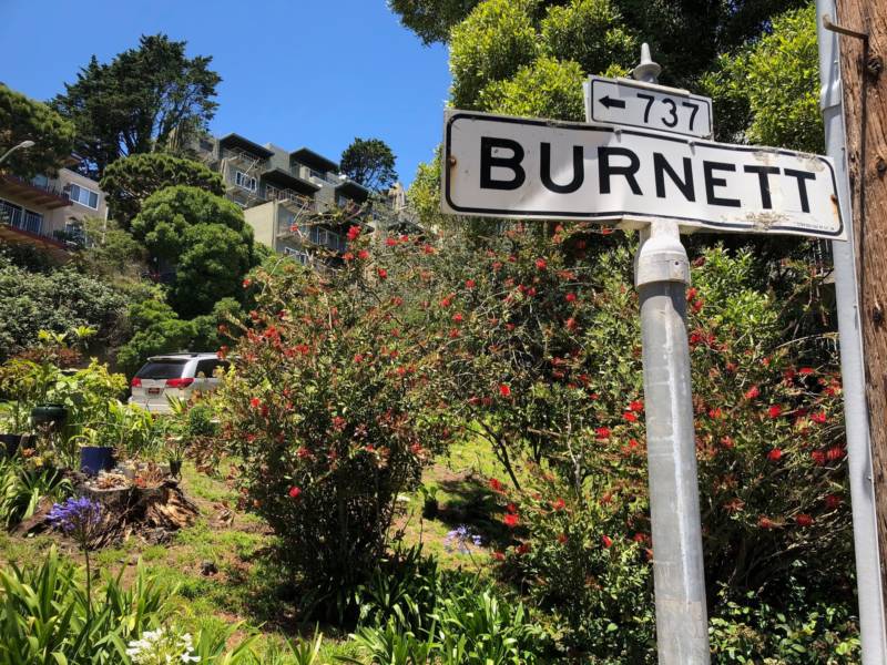 Burnett Avenue in San Francisco's Twin Peaks neighborhood is also named for the state's racist first governor.