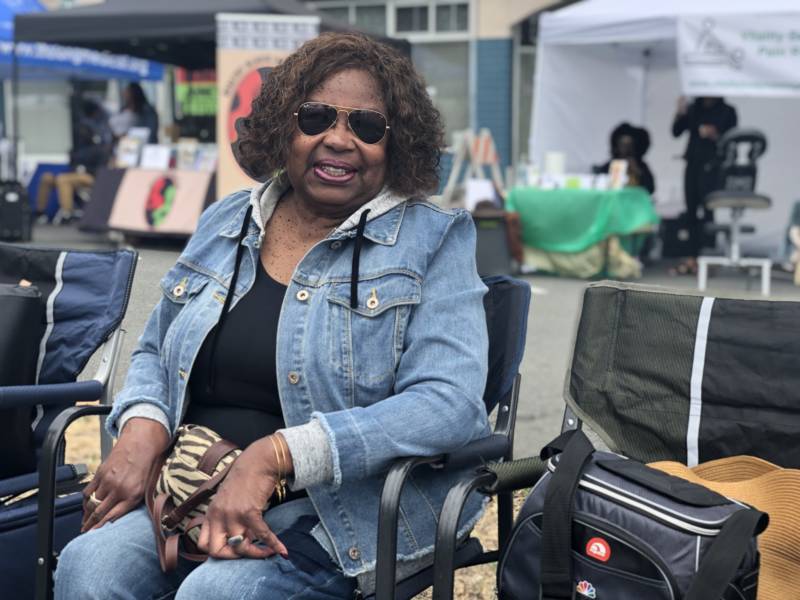 Gloria Haney raised her kids in Berkeley before moving to El Sobrante. 'I've been coming to Juneteenth from the very beginning,' she said. 'My father was alive then, and he would fly up from L.A., and this is where he would sit. He's gone on to meet the Lord, and we're taking over and continuing on.'