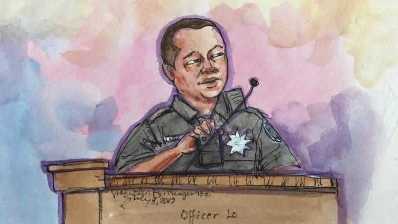 Oakland police Officer Jonathon Low testifies during the Ghost Ship trial on July 8, 2019.