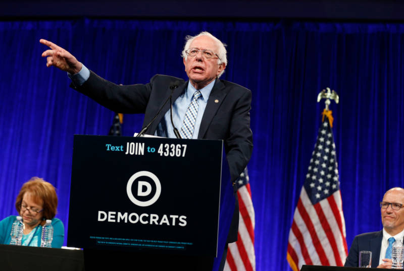 Vermont Sen. Bernie Sanders reiterated his platform at the DNC's summer meeting in San Francisco on Friday.