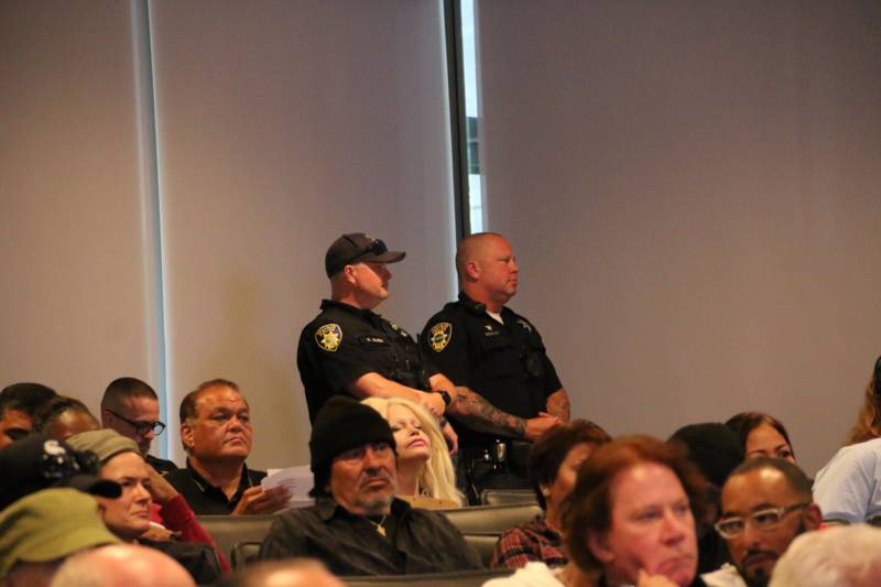 Vallejo police officers at a City Council meeting.