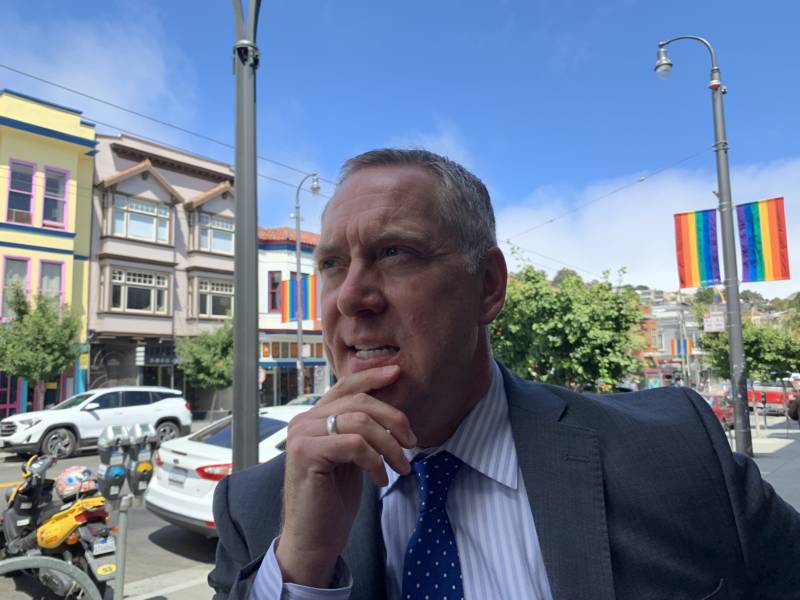 David Perry had the idea for San Francisco's Rainbow Honor Walk in the late 1980s. On July 23, 2019, he visited some of the sidewalk plaques on Castro Street.