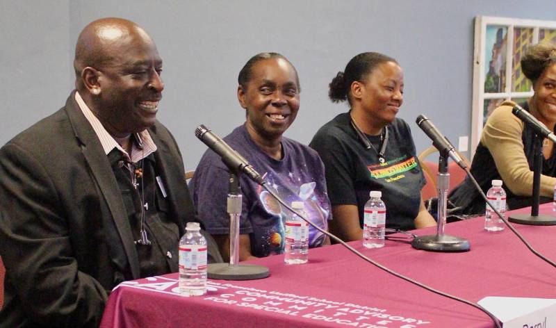Darryl Lester gets ready to share his experiences on a March 2019 panel of black San Francisco parents who are navigating the special education system.