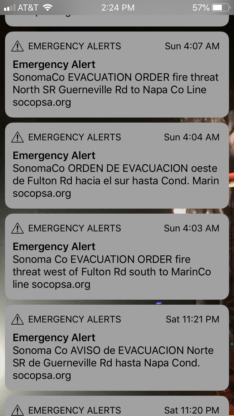 KQED Arts editor and Sonoma County resident Gabe Meline received many emergency alerts this time around, even though he didn't sign up for them.