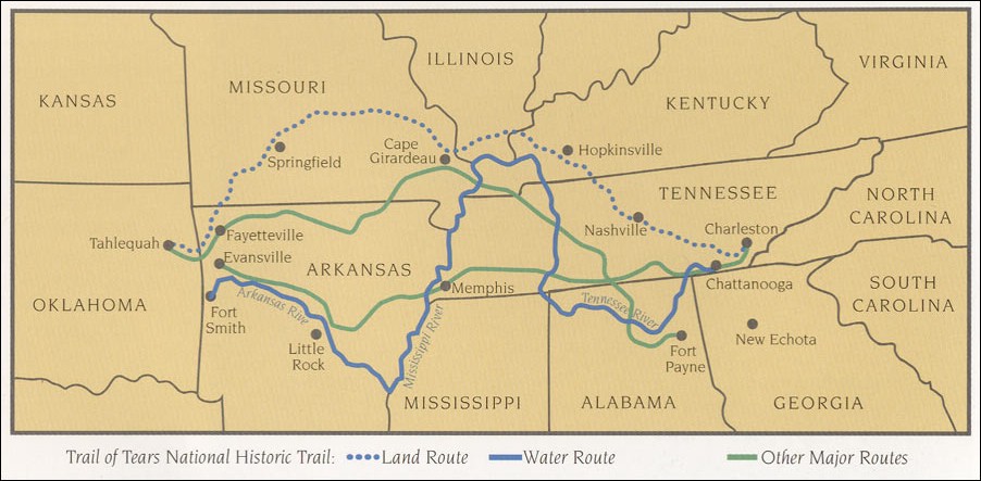 A map of the Trail of Tears routes. Photo: Wikipedia Commons
