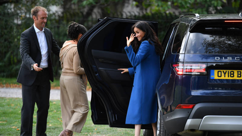 Meghan Markle, the Duchess of Sussex, and her mother Doria Ragland arrive at the launch of her cookbook featuring the recipes of women who lived in Grenfell Tower