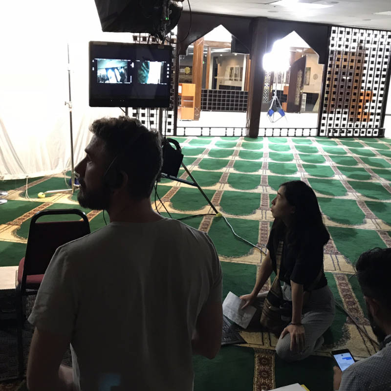 On the set of 'East of La Brea' at the Islamic Center of Southern California. The Web series, which focuses on two Muslim-American women, is one of a new crop of shows featuring Muslim characters.
