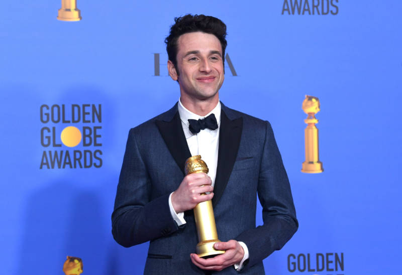 Best Original Score winner Justin Hurwitz poses with award during the 76th Annual Golden Globe Awards. 