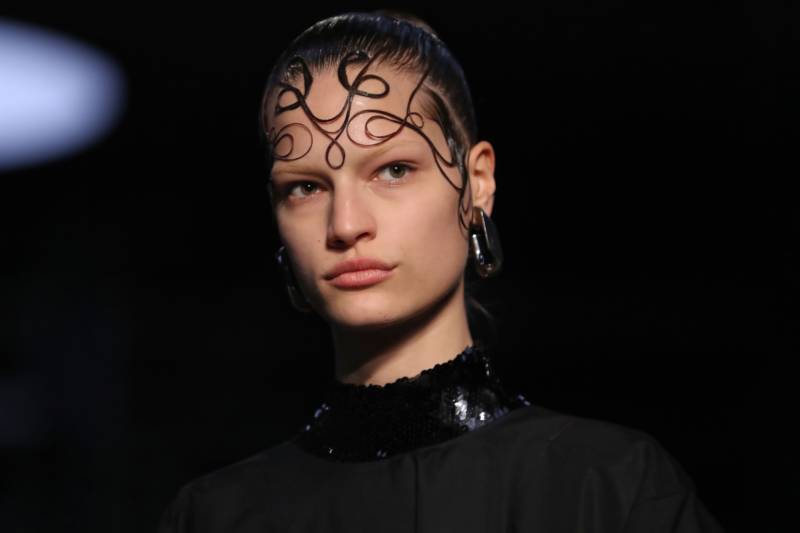 Many models at Burberry's 2019 Autumn/Winter London Fashion Week show had their hair styled to look like super-elaborate laid edges.