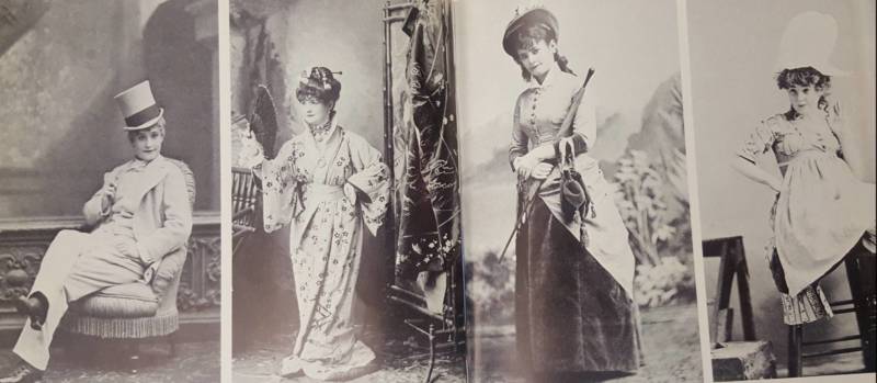 (L-R): Lotta as Paul in 'Pet of the Petticoats'; Mademoiselle Nitouche; herself; the Marchioness in 'Little Nell and the Marchioness.'
