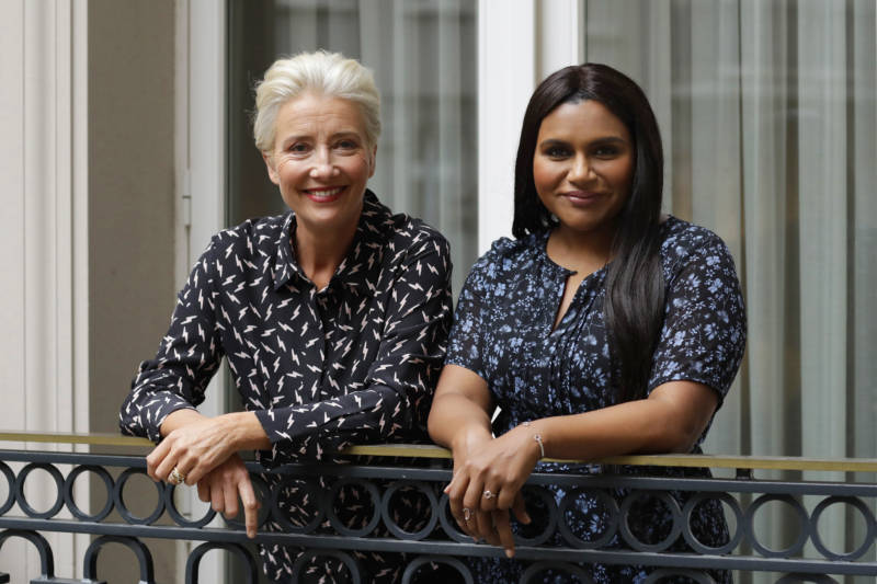 Mindy Kaling, right, wrote the lead role in Late Night with Emma Thompson in mind. They filmed the movie in a "white heat of passion" in 25 days, Thompson says. They are pictured above in London in May 2019.