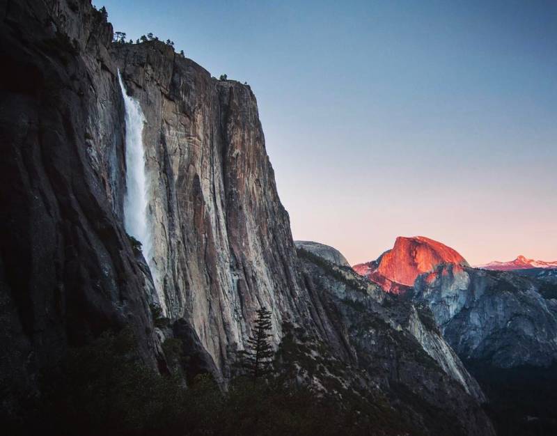 From @theultimateaudball, via Instagram. "For the second course, I bring you context. The milky Yosemite Falls on the left gives the hike its name, as you get a perfect view of the waterfall on the way up, and a breathtaking view out over the valley at the top. Next year, I hope to make a trip out in February to get a shot of the annual "firefall" ???? For now, I have "strawberry-dome" ????"