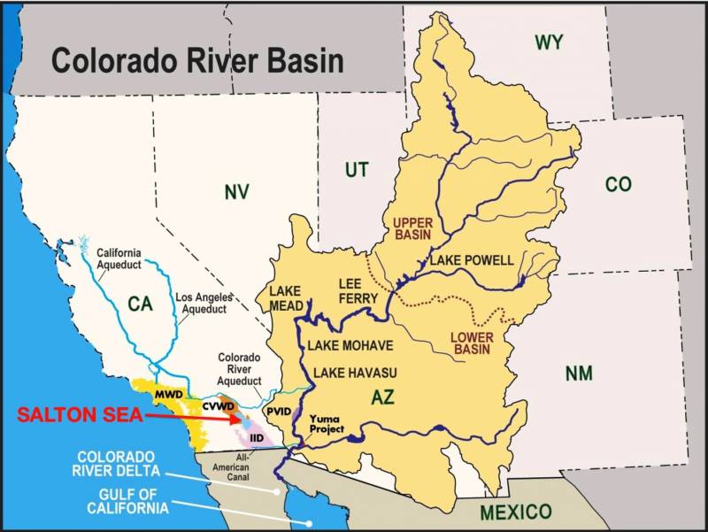 A map shows the location of the Salton Sea and the Colorado River Basin.