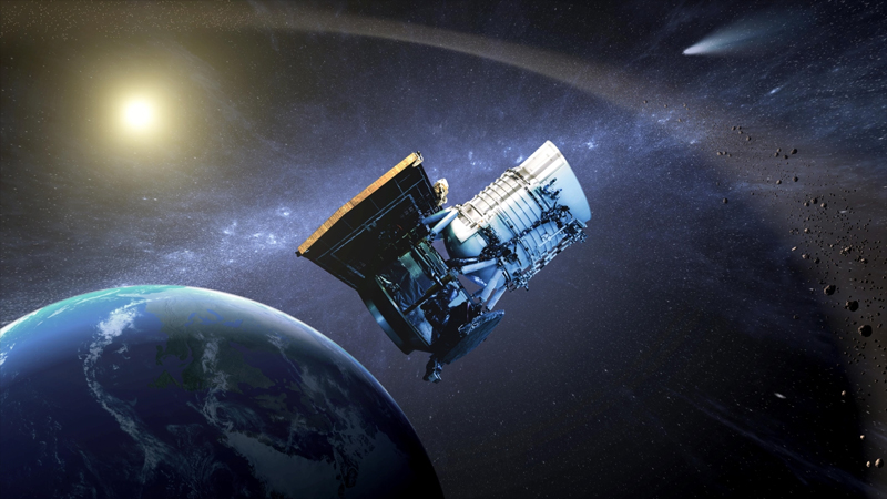 Artist concept of NASA's Wide-field Infrared Survey Explorer (WISE) spacecraft, reborn in 2013 as "NEOWISE" on a mission to discover and study Near Earth Objects.