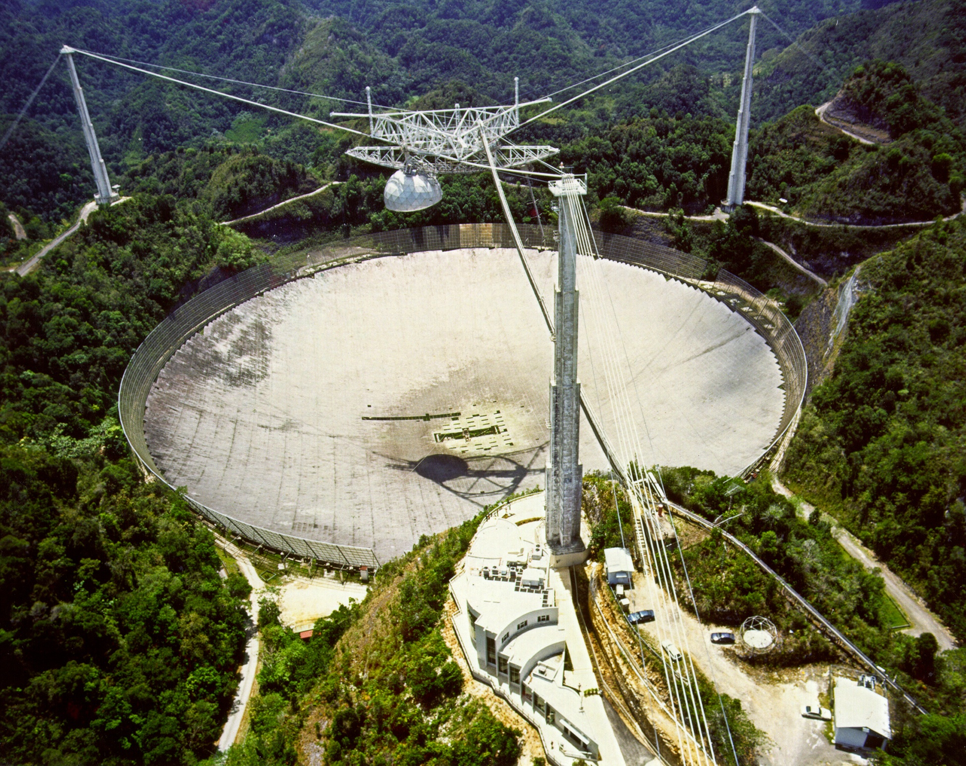 The 1,000-foot-diameter radio telescope at Arecibo, Puerto Rico.