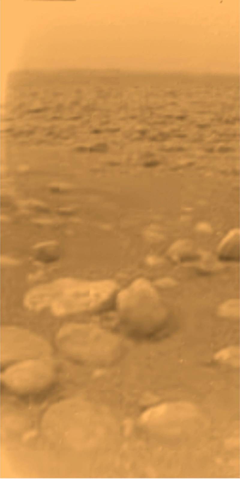 Image from the surface of Titan taken by the ESA Huygens probe in 2005. 
