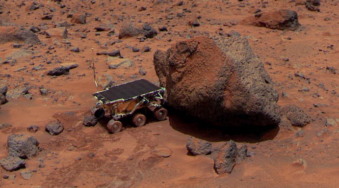 Sojourner, the rover component of the Pathfinder landing mission on Mars. 