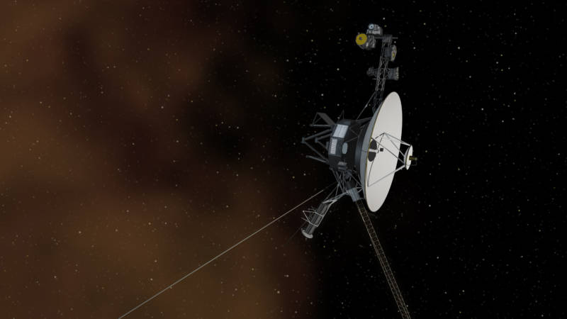 Artist illustration of Voyager 1, which officially passed through the heliopause and crossed over into interstellar space in 2013. Voyager 1 is presently over 13 billion miles away, a distance that takes light 19.5 hours to traverse. 