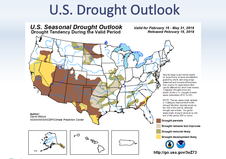 NOAA 3-mo. Drought Outlook map