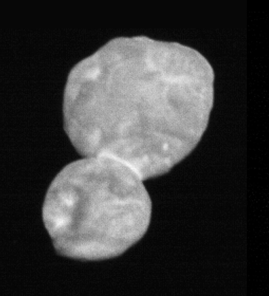 New Horizon's first image of the Kuiper Belt Object "Ultima Thule," captured during approach from a distance of 18,000 miles. 