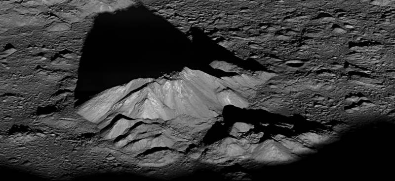Picture of the central peak of moon's Tycho Crater, taken by NASA's Lunar Reconnaissance Orbiter. 