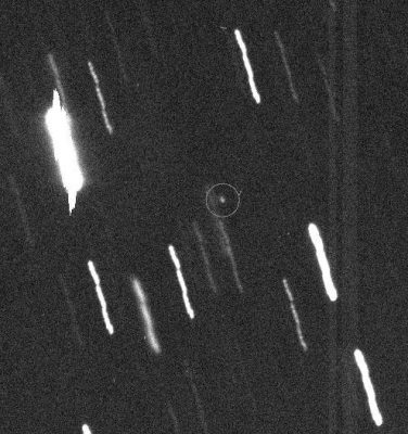 The discovery photo of asteroid Apophis, June 19, 2004. 