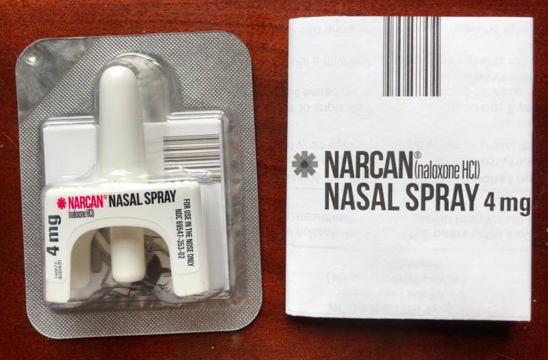 A dose of Narcan, the brand name of naloxone, a drug that can reverse opioid overdoses. Narcan also comes as an injection.